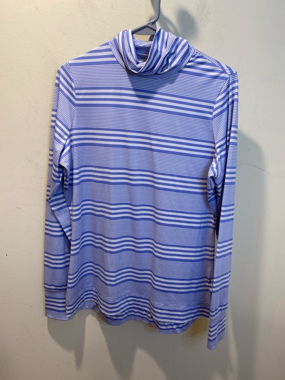 Lands' End Blue and White Striped Turtleneck Top Sz M